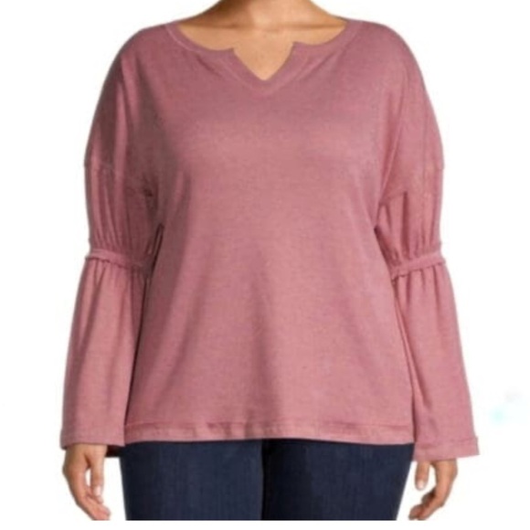 Baea Flare Sleeve Blouse Top Blush Pink M - Picture 1 of 4